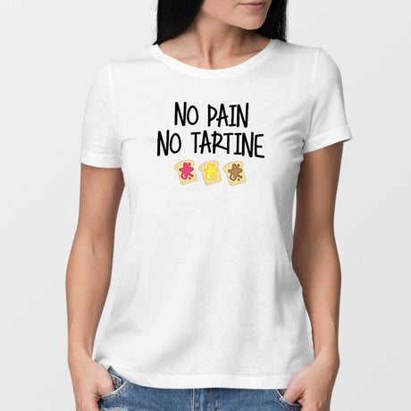 T-Shirt Femme No pain no tartine Blanc