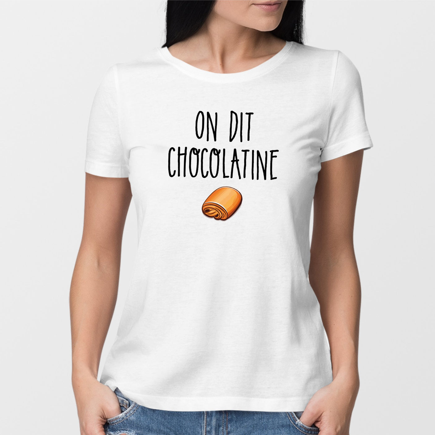 T-Shirt Femme On dit chocolatine Blanc