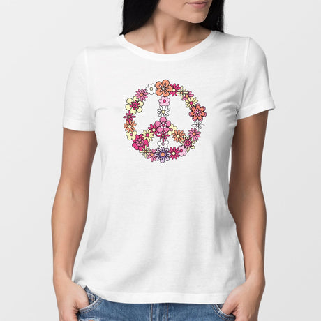 T-Shirt Femme Peace and Love Blanc