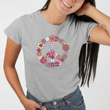 T-Shirt Femme Peace and Love Gris