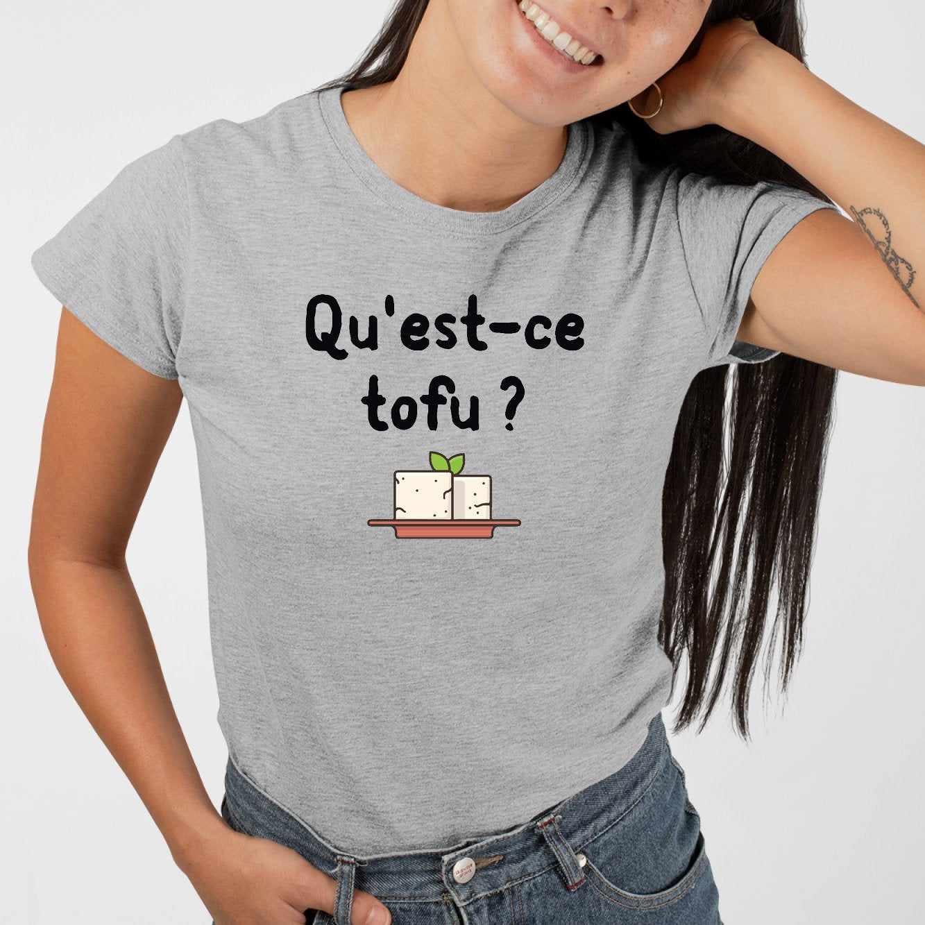 T-Shirt Femme Qu'est-ce tofu Gris
