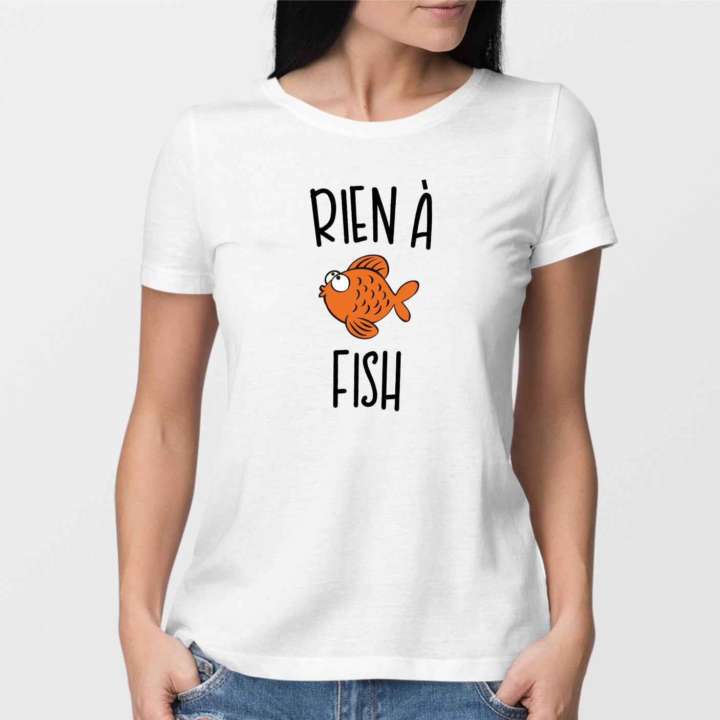 T-Shirt Femme Rien à fish Blanc