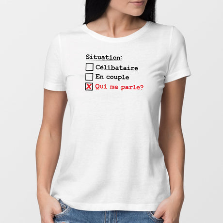 T-Shirt Femme Situation célibataire Blanc