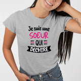 T-Shirt Femme Soeur qui déchire Gris