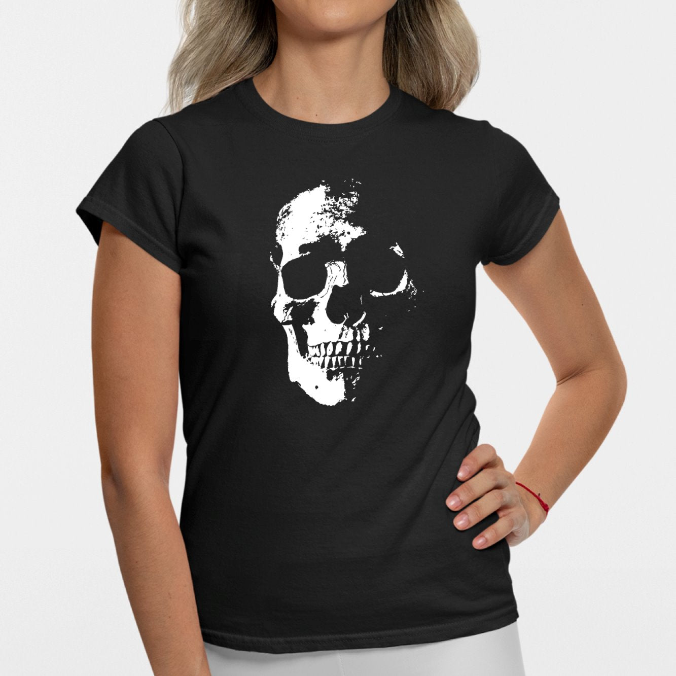 T-Shirt Femme Tête de mort Noir