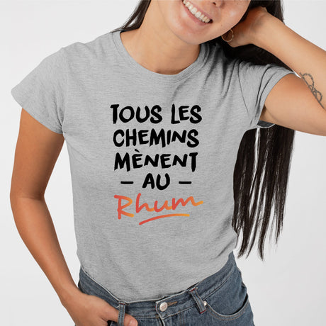 T-Shirt Femme Tous les chemins mènent au Rhum Gris