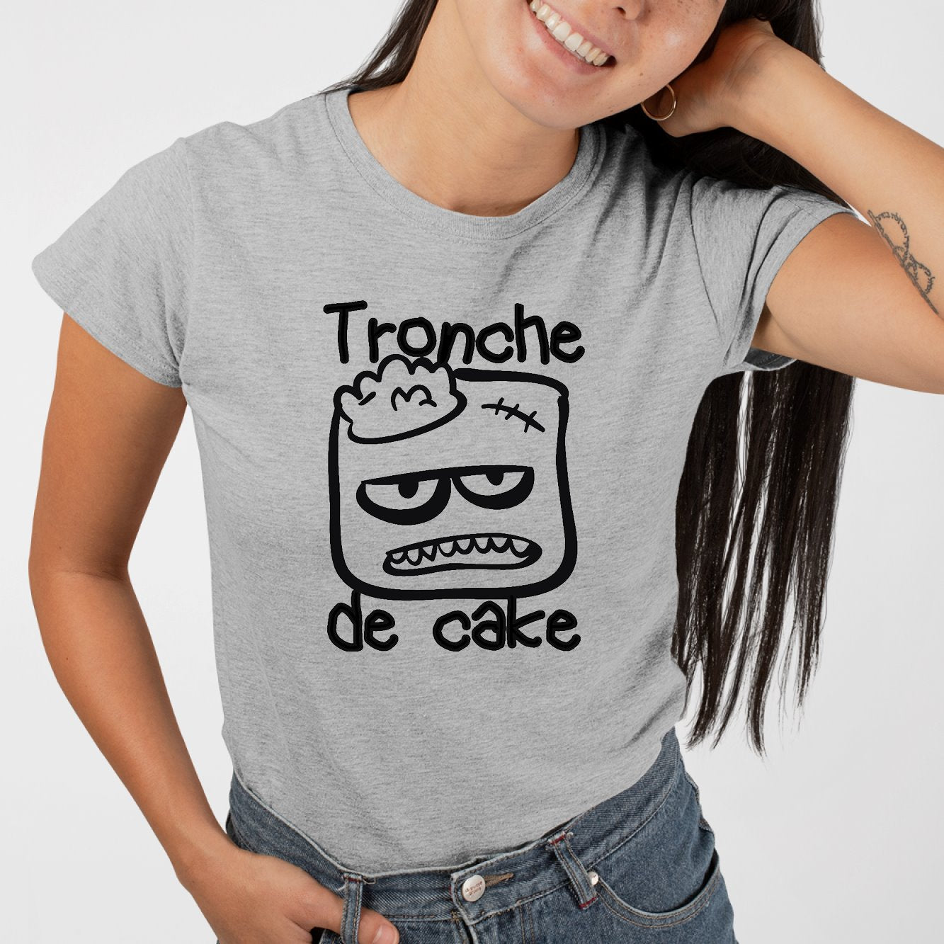 T-Shirt Femme Tronche de cake Gris
