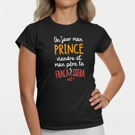 T-Shirt Femme Un jour mon prince viendra Noir
