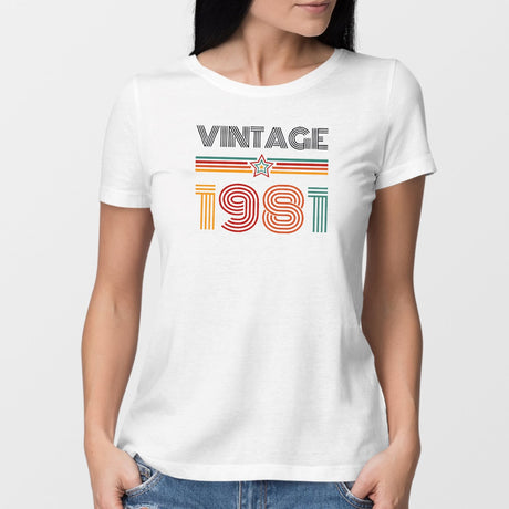 T-Shirt Femme Vintage année 1981 Blanc