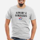 T-Shirt Homme Aimant à gonzesses Gris