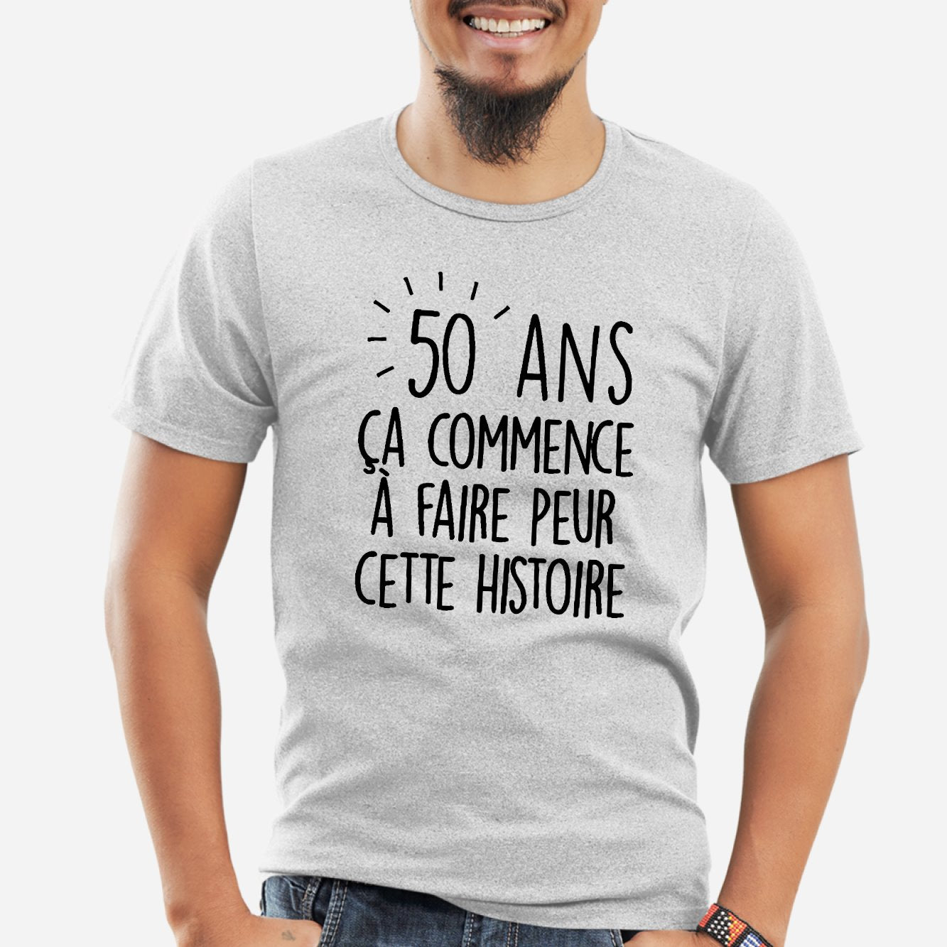 T-Shirt Homme Anniversaire 50 ans Gris