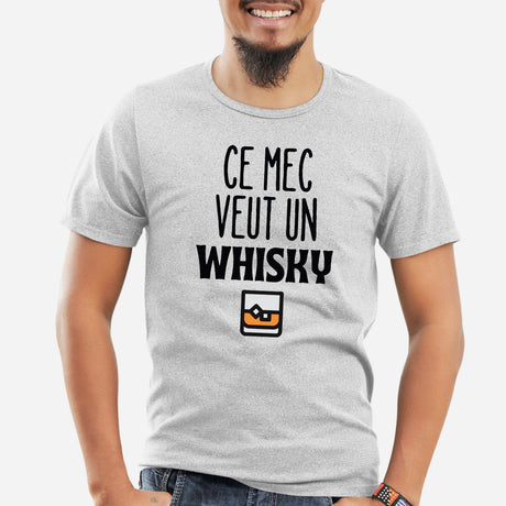 T-Shirt Homme Ce mec veut un whisky Gris