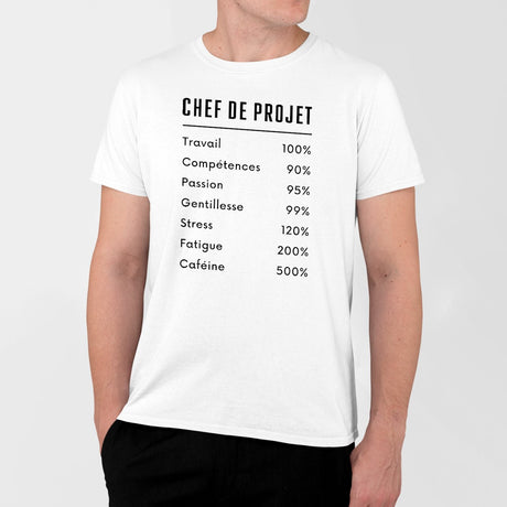 T-Shirt Homme Chef de projet Blanc