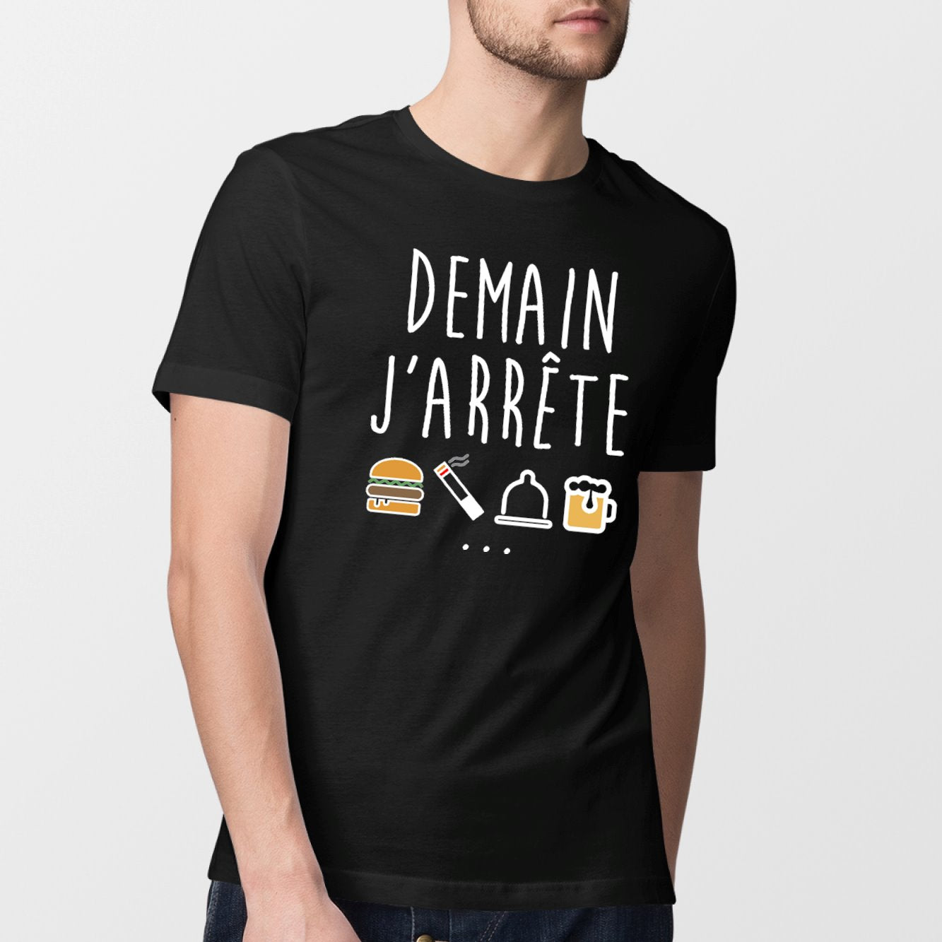 T-Shirt Homme Demain j'arrête Noir