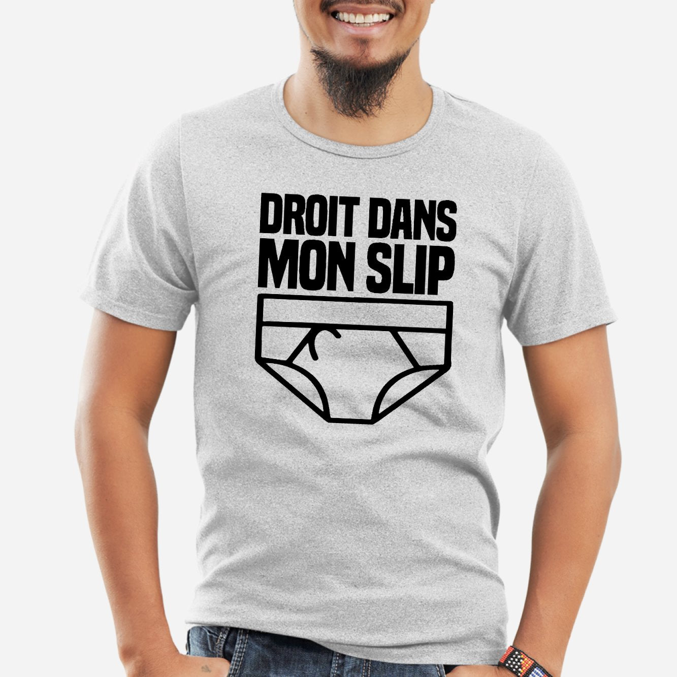 T-Shirt Homme Droit dans mon slip Gris