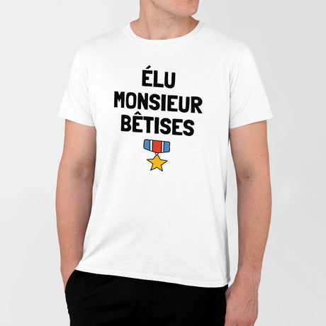 T-Shirt Homme Élu monsieur bêtises Blanc