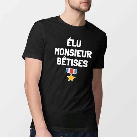 T-Shirt Homme Élu monsieur bêtises Noir