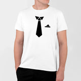 T-Shirt Homme Fausse cravate Blanc