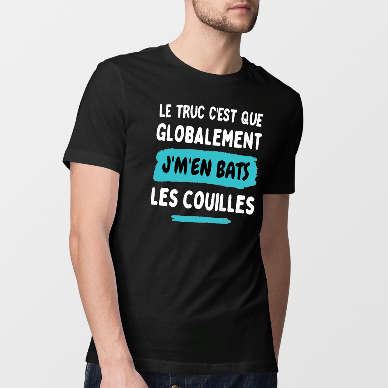 T-Shirt Homme Globalement j'm'en bats les couilles Gris