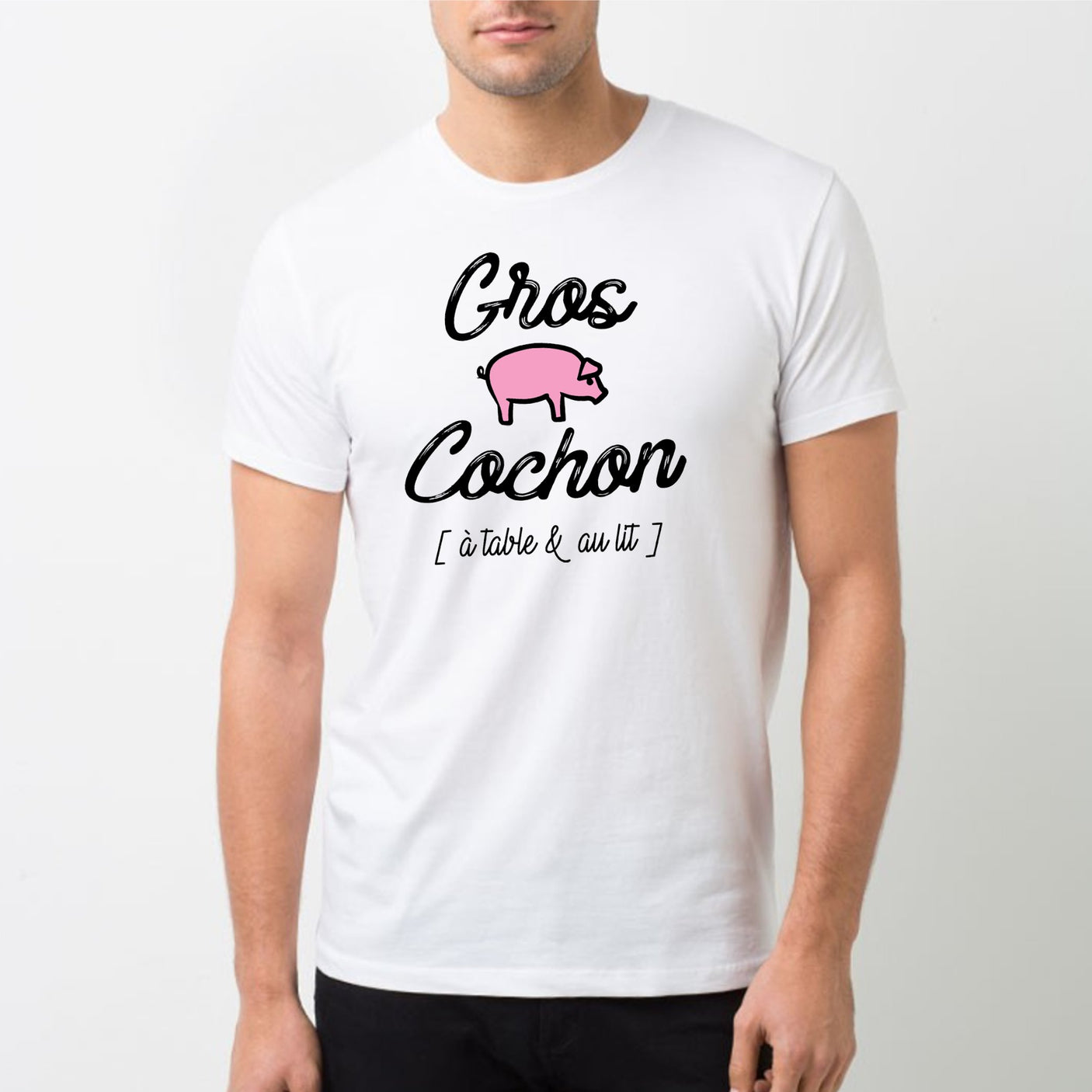 T-Shirt Homme Gros cochon Blanc