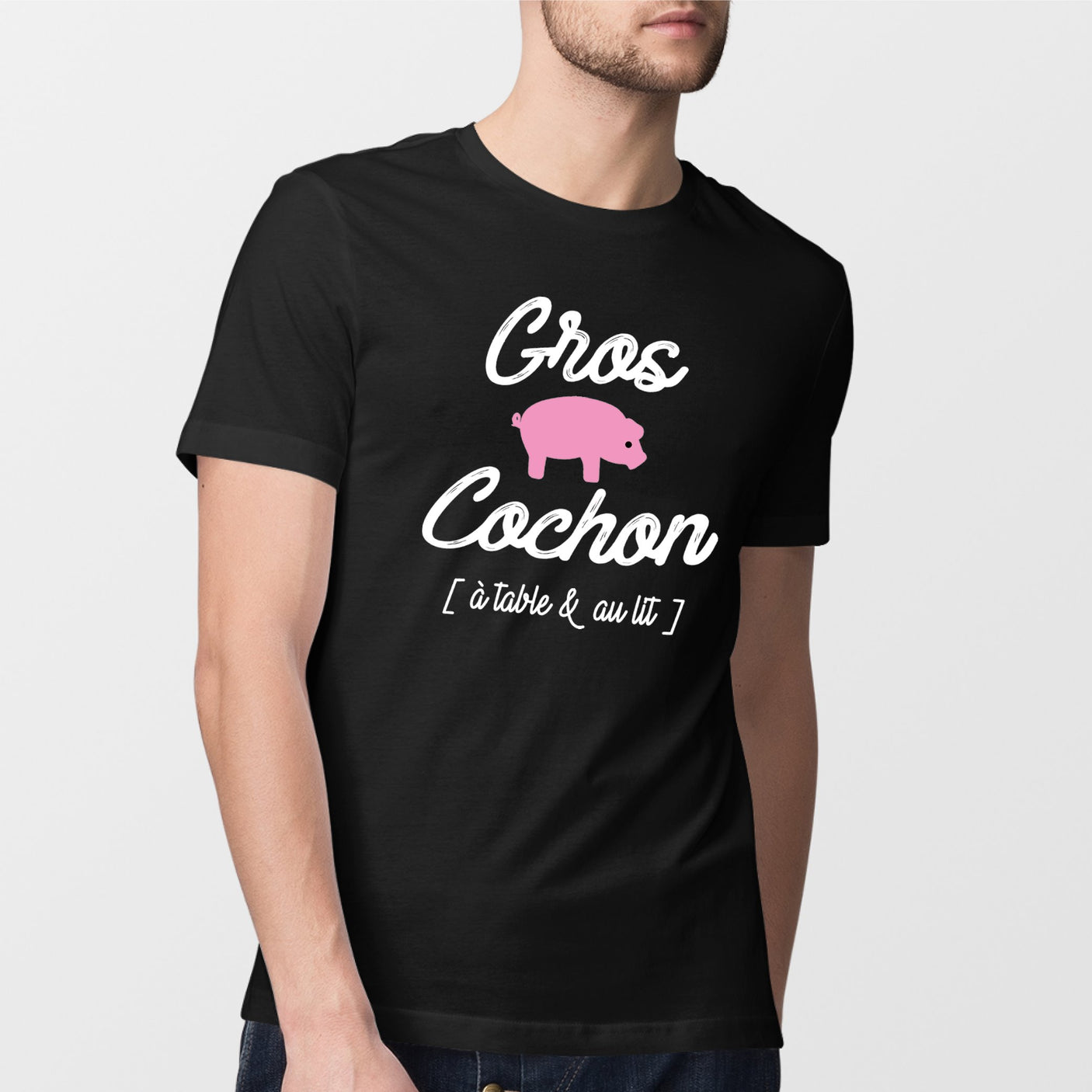 T-Shirt Homme Gros cochon Noir