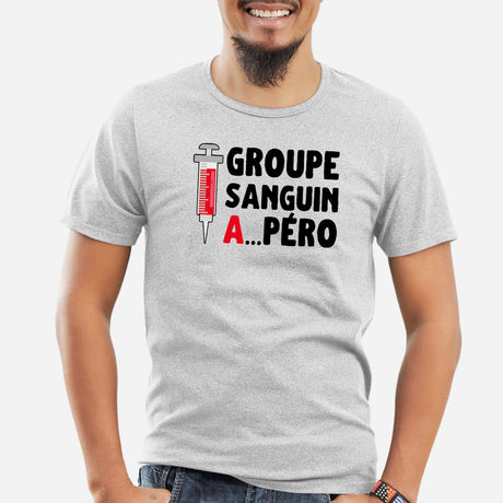 T-Shirt Homme Groupe sanguin Apéro Gris