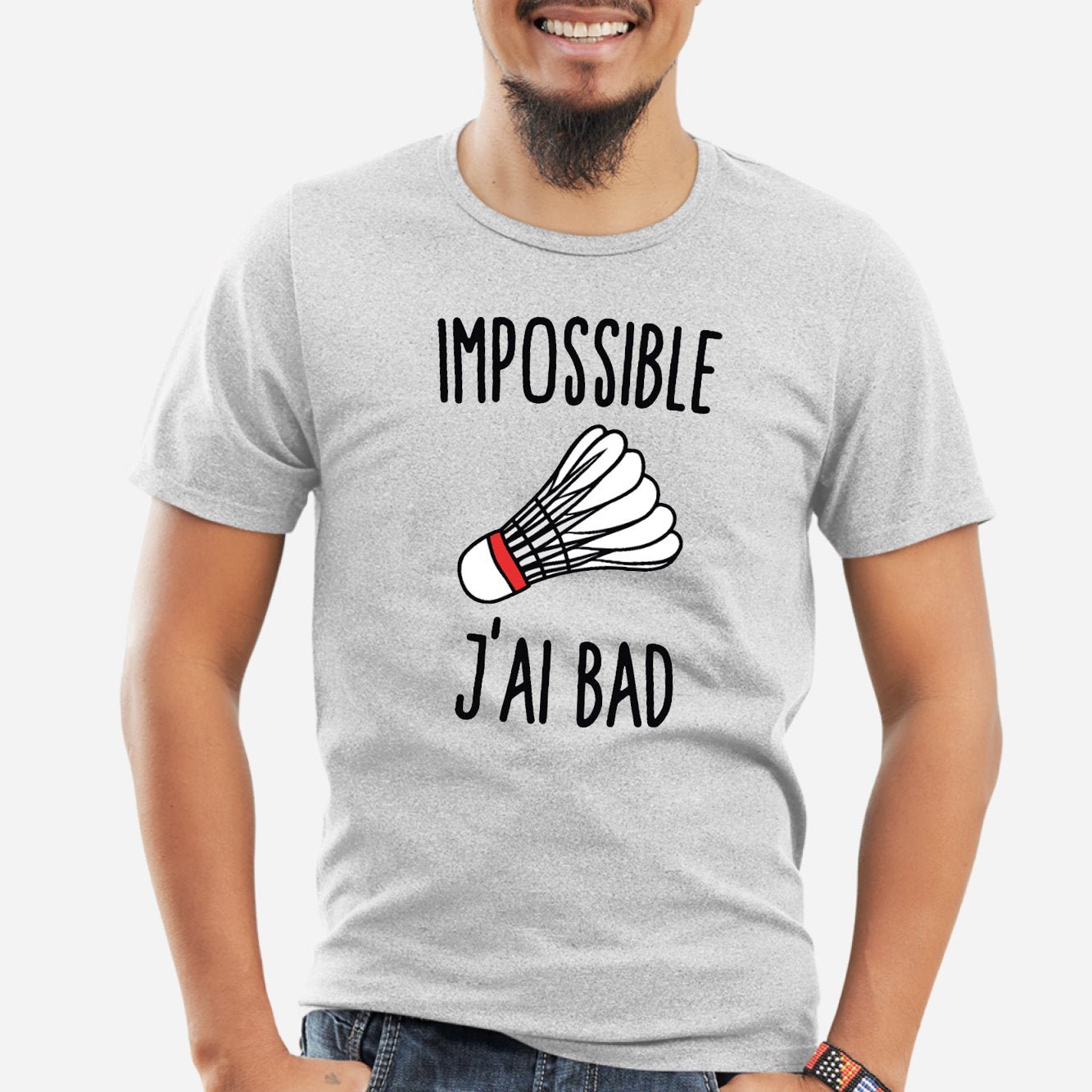T-Shirt Homme Impossible j'ai bad Gris
