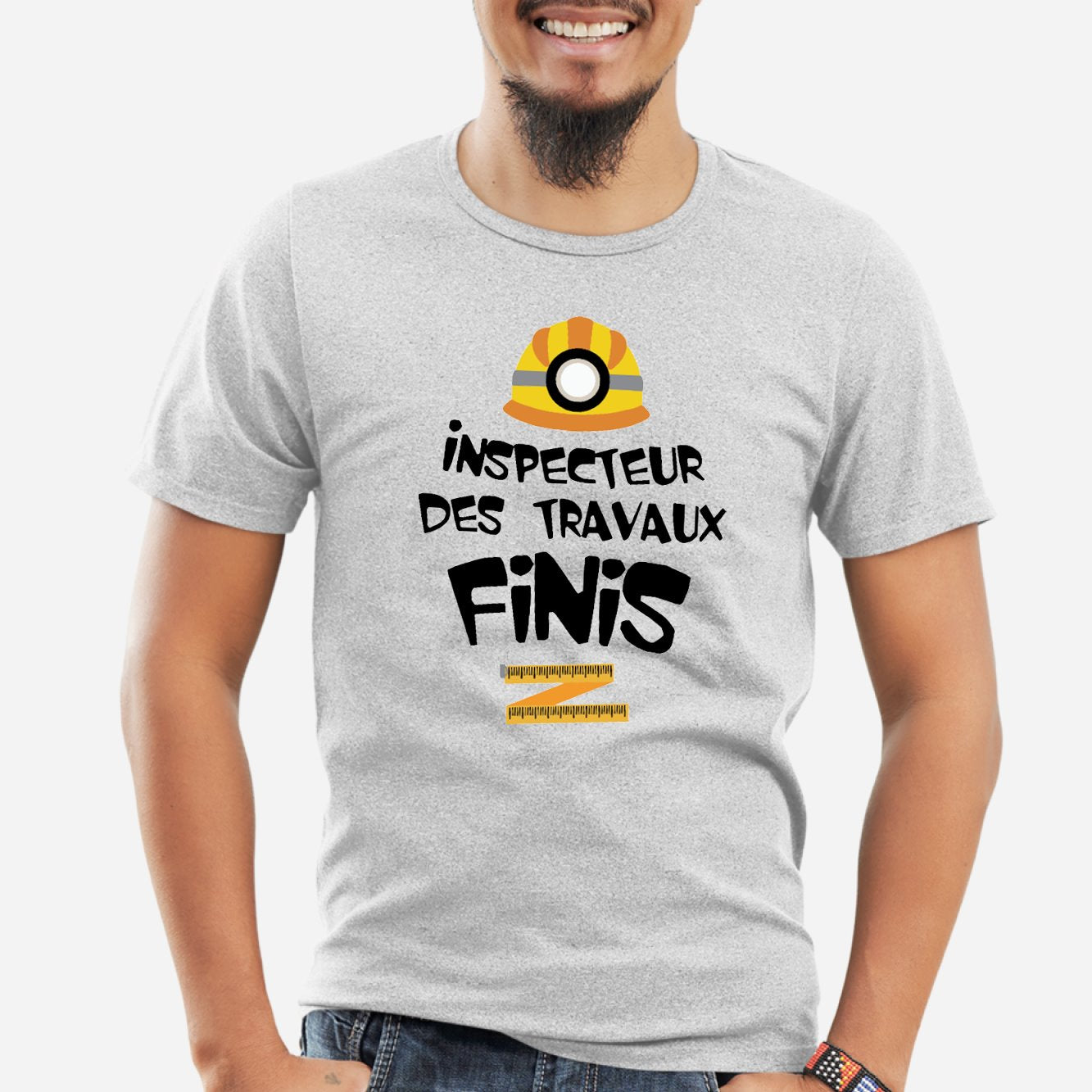 T-Shirt Homme Inspecteur des travaux finis Gris