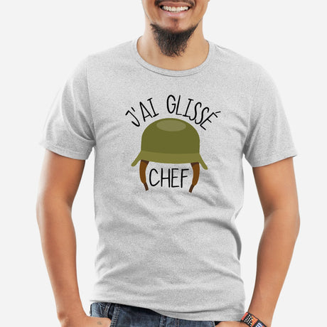 T-Shirt Homme J'ai glissé chef Gris