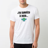 T-Shirt Homme J'ai survécu à 2020 Blanc