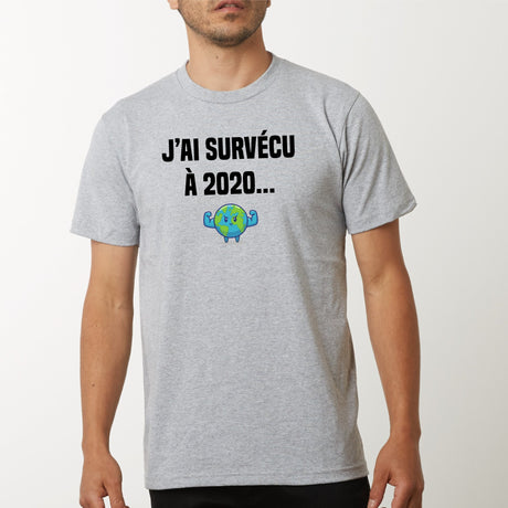 T-Shirt Homme J'ai survécu à 2020 Gris