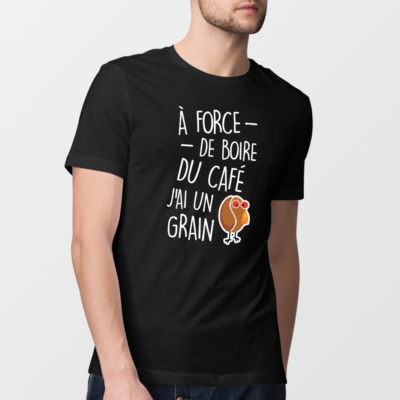 T-shirt Homme 100% Coton Ample - Message Drôle "Énergie = Lait + Café" - Col Rond