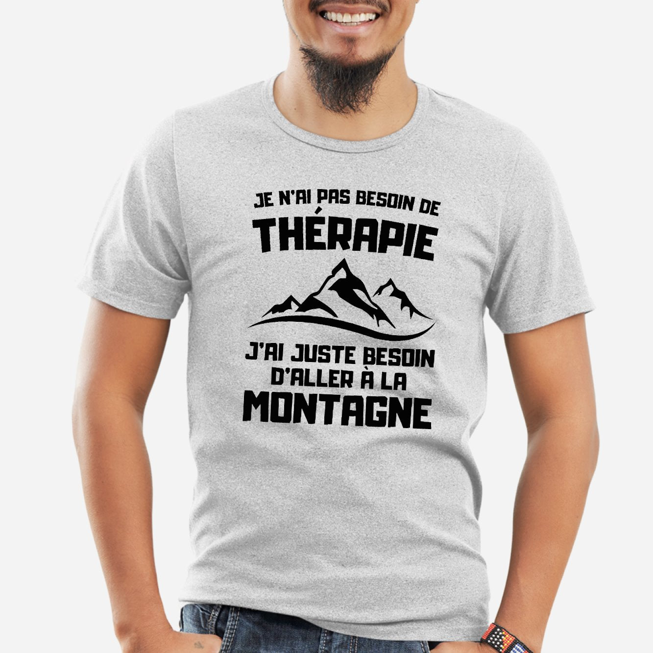 T-Shirt Homme Je n'ai pas besoin de thérapie juste de montagne Gris