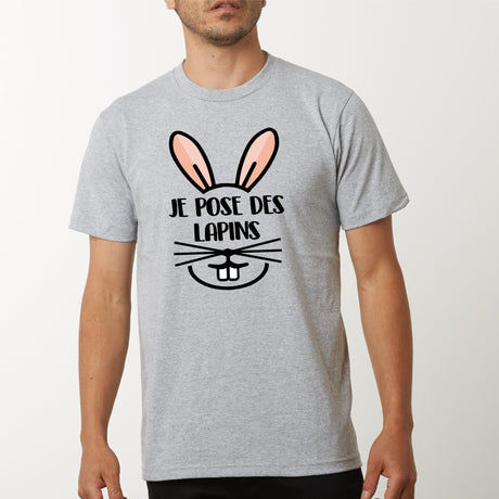 T-Shirt Homme Je pose des lapins Gris