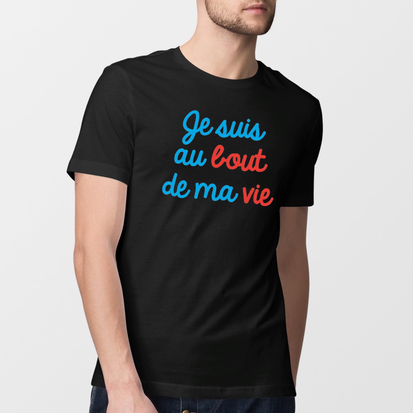 T-Shirt Homme Je suis au bout de ma vie Noir