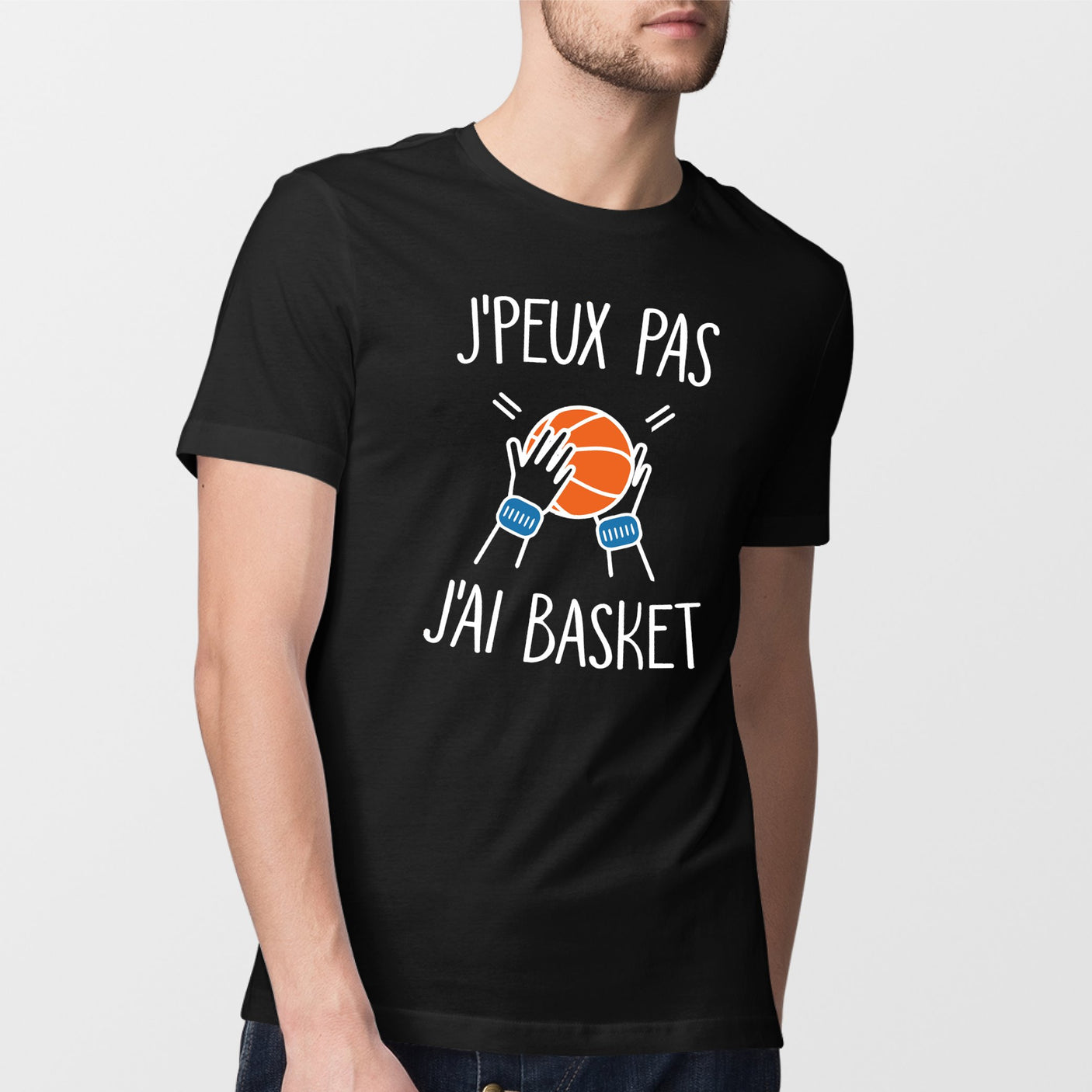 T-Shirt Homme J'peux pas j'ai basket Noir