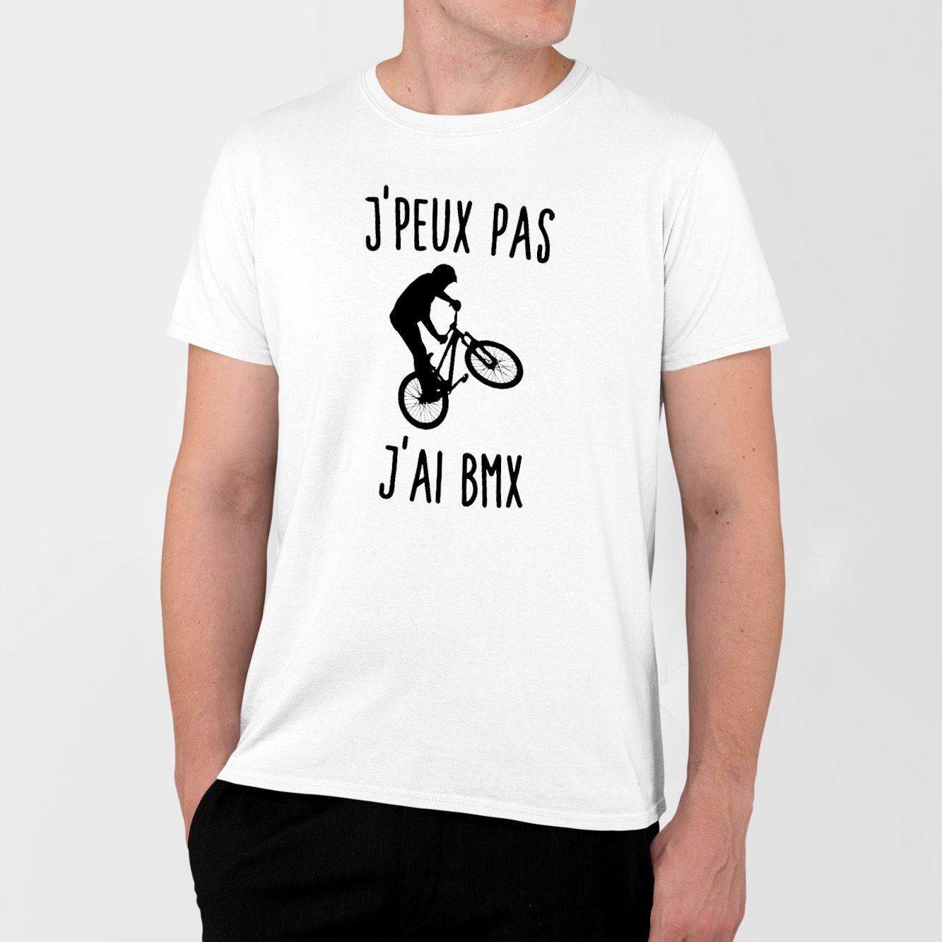 T-Shirt Homme J'peux pas j'ai BMX Blanc