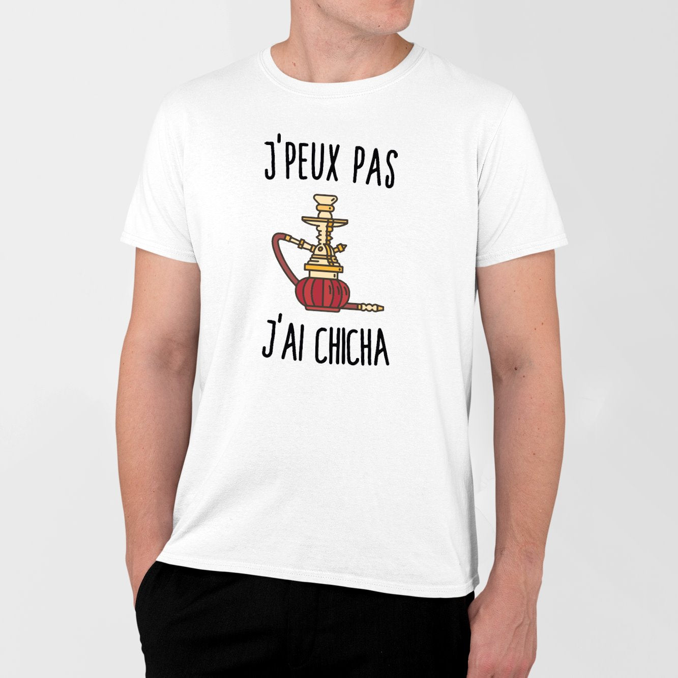 T-Shirt Homme J'peux pas j'ai chicha Blanc