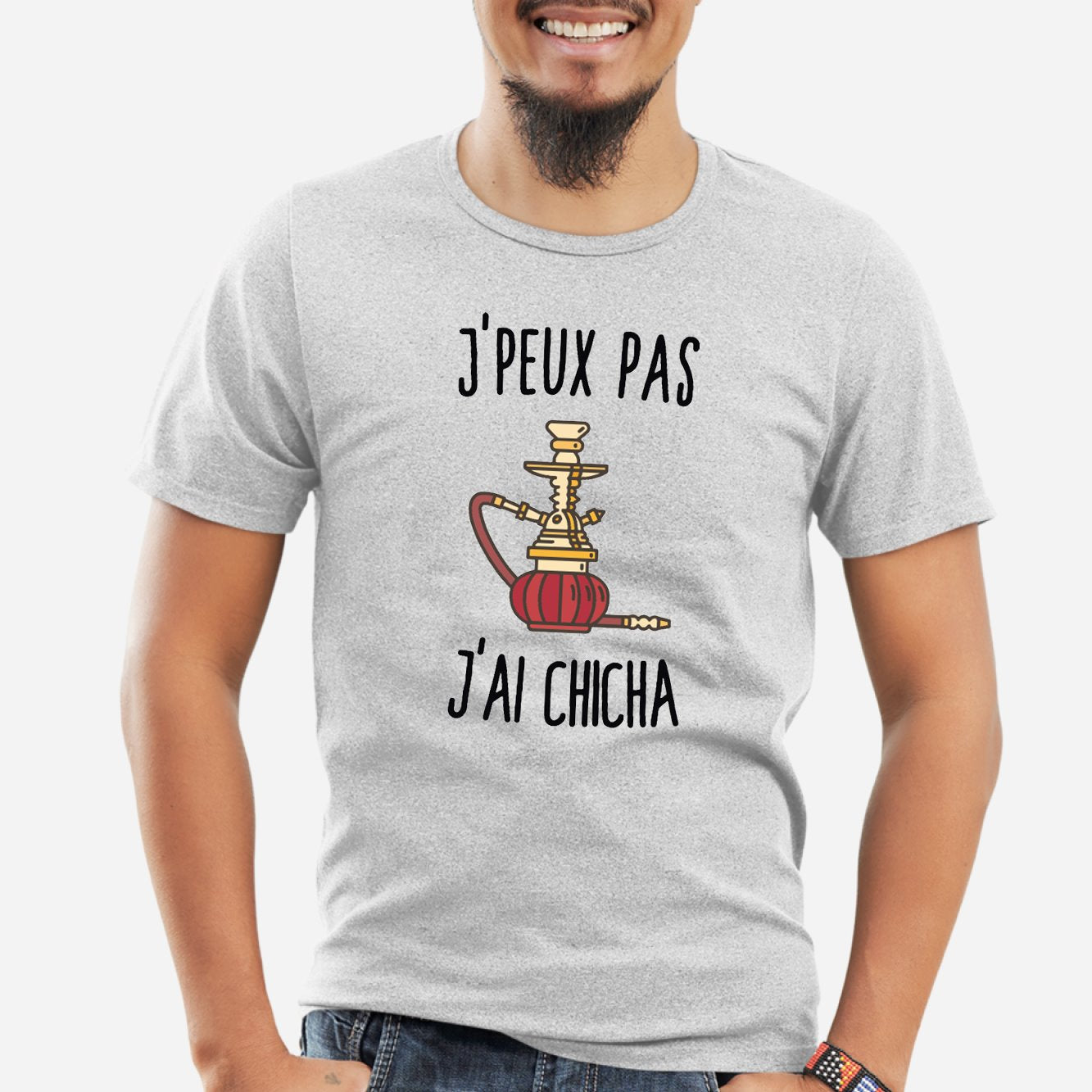 T-Shirt Homme J'peux pas j'ai chicha Gris