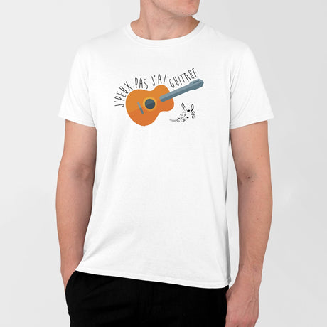 T-Shirt Homme J'peux pas j'ai guitare Blanc