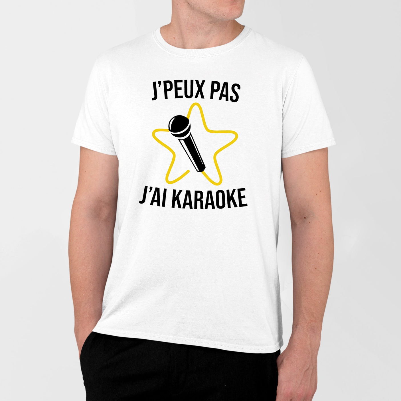 T-Shirt Homme J'peux pas j'ai karaoke Blanc