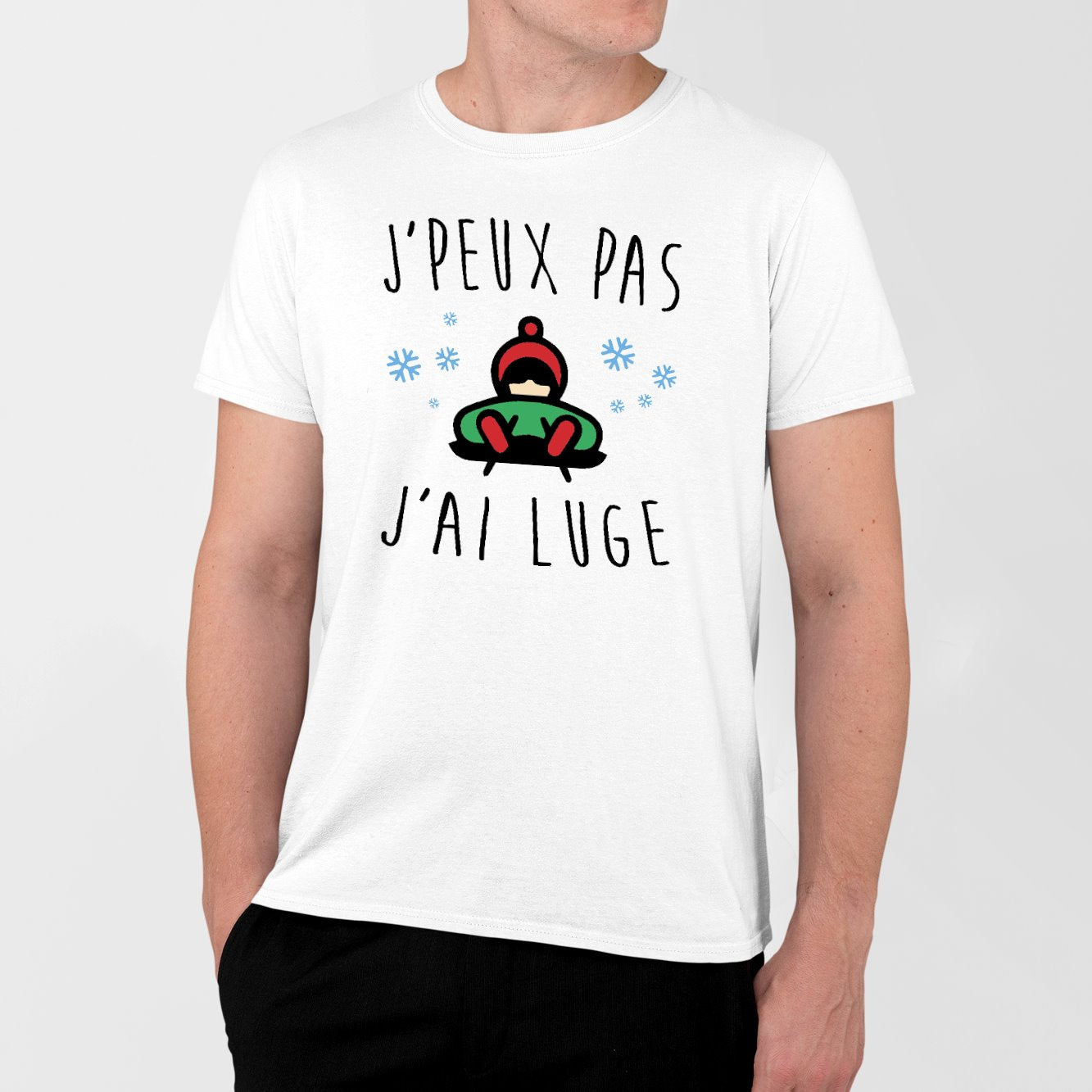 T-Shirt Homme J'peux pas j'ai luge Blanc