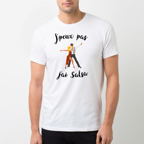 T-Shirt Homme J'peux pas j'ai salsa Blanc