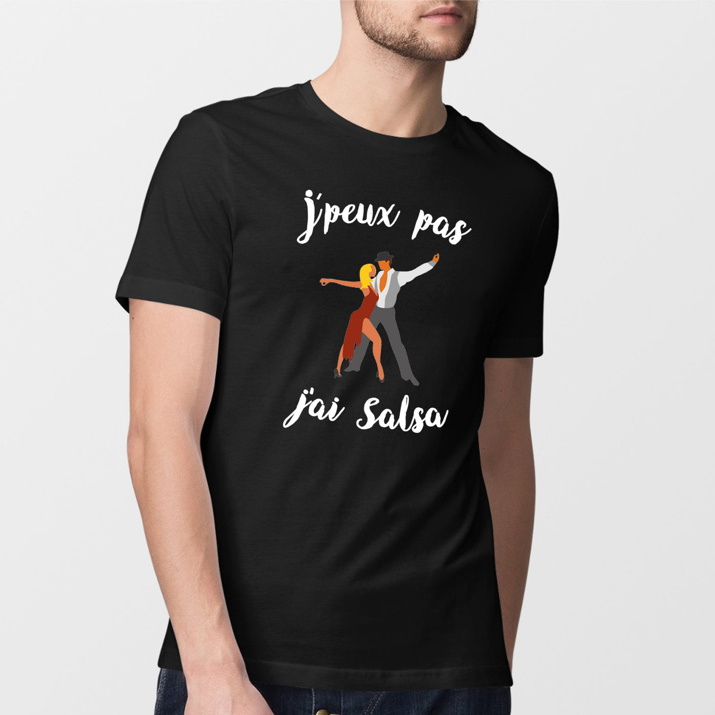 T-Shirt Homme J'peux pas j'ai salsa Noir