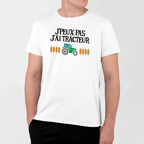 T-Shirt Homme J'peux pas j'ai tracteur Blanc