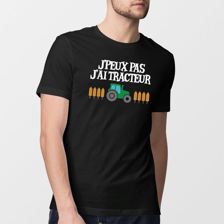 T-Shirt Homme J'peux pas j'ai tracteur Noir