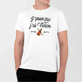 T-Shirt Homme J'peux pas j'ai violon Blanc