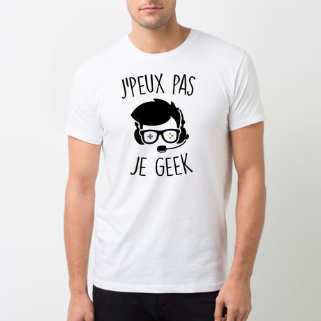 T-Shirt Homme J'peux pas je geek Blanc