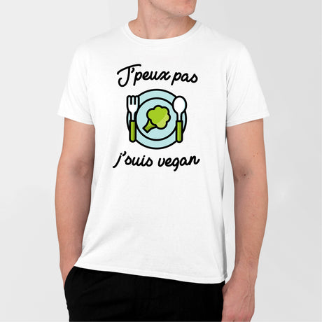 T-Shirt Homme J'peux pas j'suis vegan Blanc
