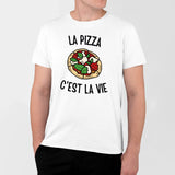 T-Shirt Homme La pizza c'est la vie Blanc